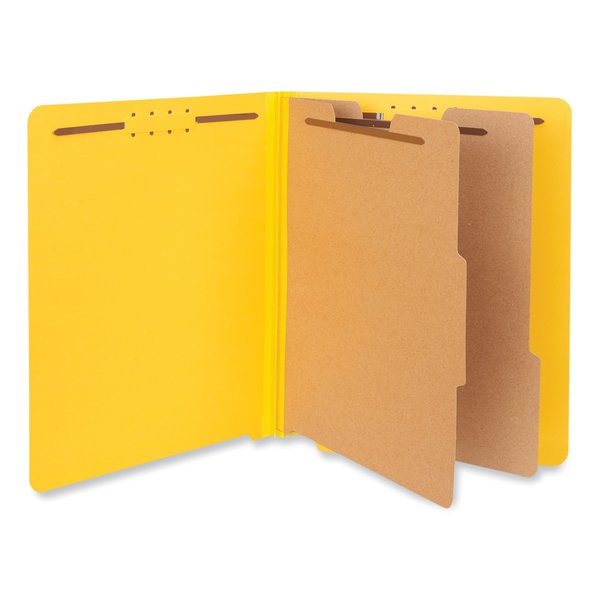 Universal 6-Sect Pressboard End Tab Class Folders, 2 Divs, Letter, Yellow, PK10 UNV10319